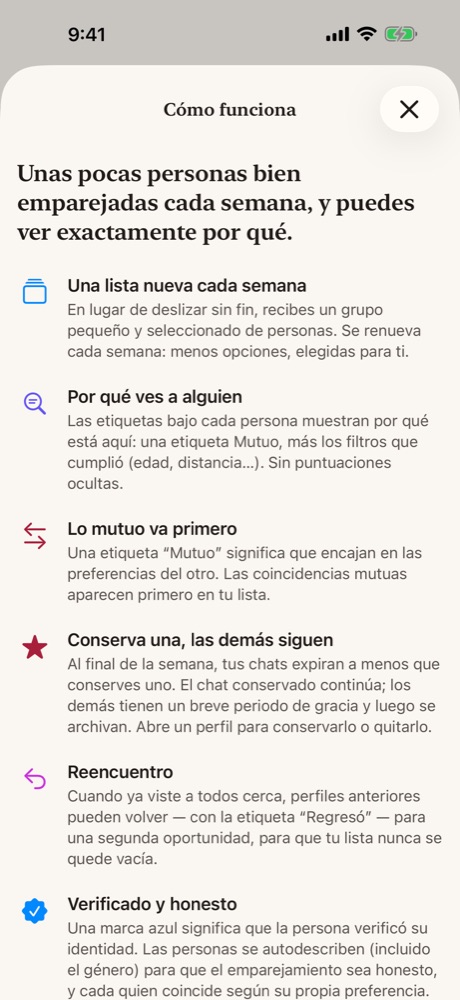 Cómo funciona, explicado en la app